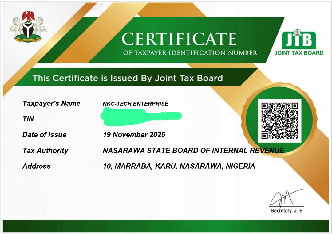 TIN Certificate - NKC TECH
